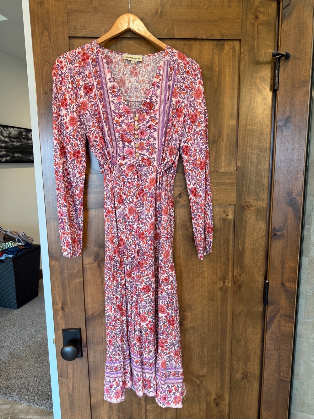SundayUp Boho Floral Maxi Dress in Red and Pink by Sundance